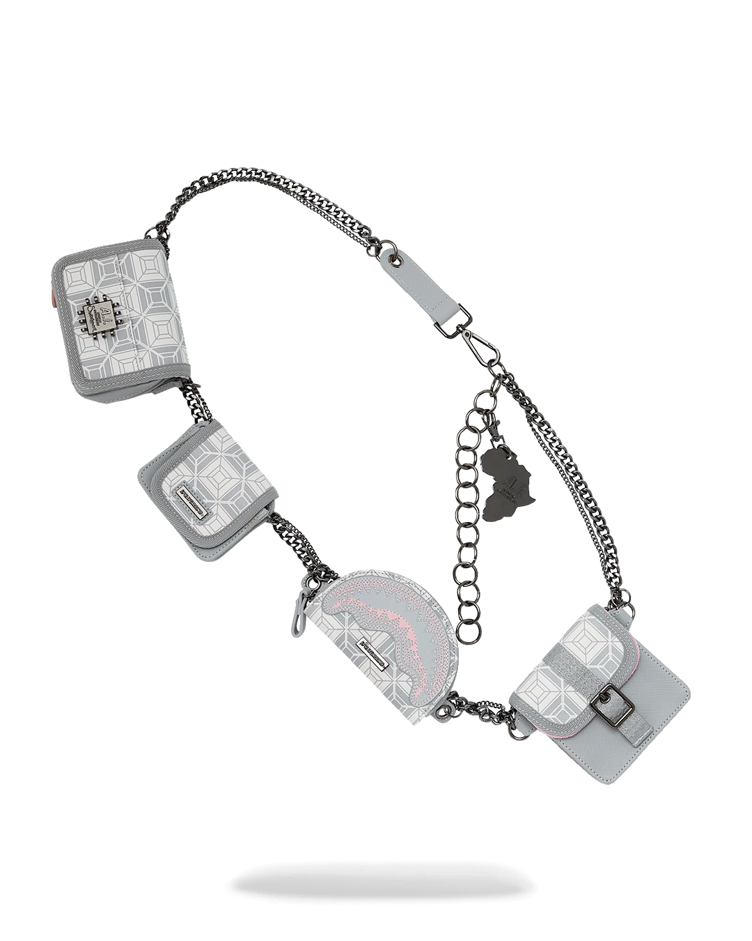 SPRAYGROUND A.I.8 AFRICAN INTELLIGENCE BOOKED & BUSY CHARM WAISTBELT 3 SPRAYGROUND A.I.8 AFRICAN INTELLIGENCE BOOKED & BUSY CHARM WAISTBELT