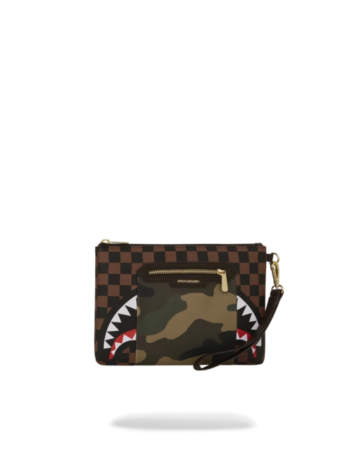 SPRAYGROUND EXTERIOR GOLD ZIP POCKET SHARKS IN PARIS CROSSOVER CLUTCH - Image 2