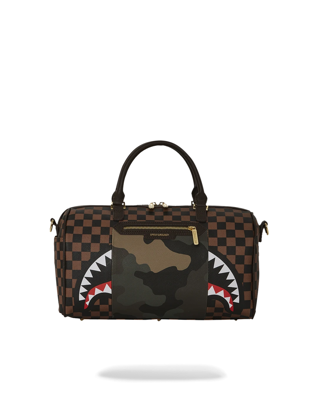 SPRAYGROUND EXTERIOR GOLD ZIP POCKET SHARKS IN PARIS MINI DUFFLE 3 SPRAYGROUND EXTERIOR GOLD ZIP POCKET SHARKS IN PARIS MINI DUFFLE