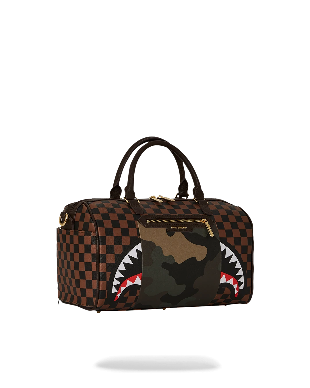 SPRAYGROUND EXTERIOR GOLD ZIP POCKET SHARKS IN PARIS MINI DUFFLE 5 SPRAYGROUND EXTERIOR GOLD ZIP POCKET SHARKS IN PARIS MINI DUFFLE - Image 3