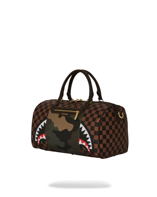 SPRAYGROUND EXTERIOR GOLD ZIP POCKET SHARKS IN PARIS MINI DUFFLE - Image 5