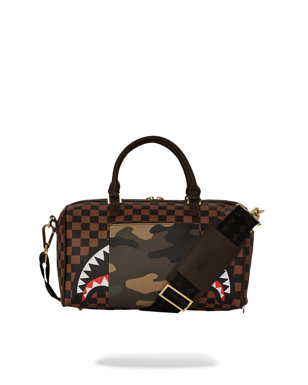SPRAYGROUND EXTERIOR GOLD ZIP POCKET SHARKS IN PARIS MINI DUFFLE 9 SPRAYGROUND EXTERIOR GOLD ZIP POCKET SHARKS IN PARIS MINI DUFFLE - Image 7