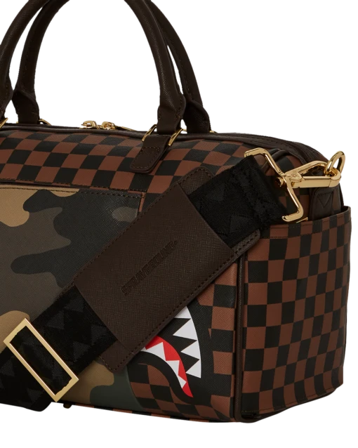 SPRAYGROUND EXTERIOR GOLD ZIP POCKET SHARKS IN PARIS MINI DUFFLE - Image 9
