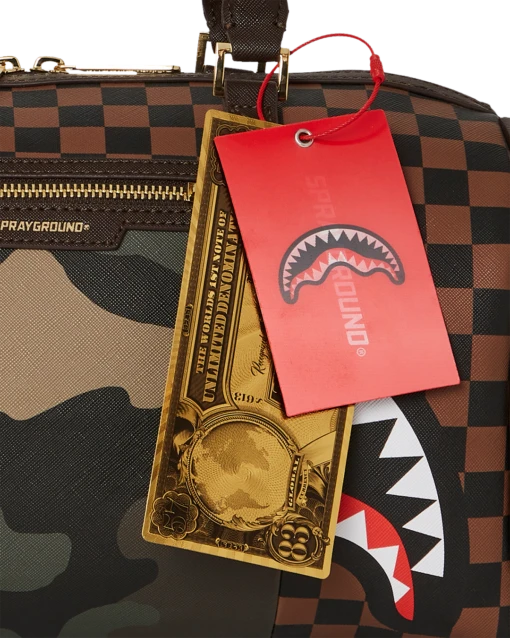 SPRAYGROUND EXTERIOR GOLD ZIP POCKET SHARKS IN PARIS MINI DUFFLE - Image 13