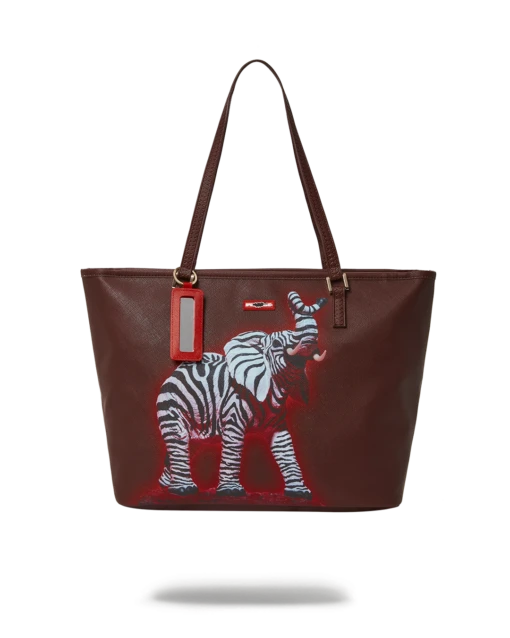 SPRAYGROUND ZEBRA ELEPHANT RON ENGLISH COLLAB TOTE