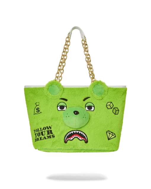 SPRAYGROUND PLUSH MONEYBEAR TOTE (GREEN)