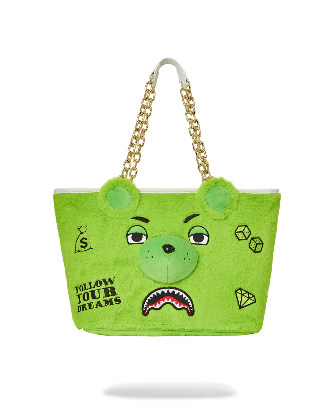 SPRAYGROUND PLUSH MONEYBEAR TOTE (GREEN) 3 SPRAYGROUND PLUSH MONEYBEAR TOTE (GREEN)