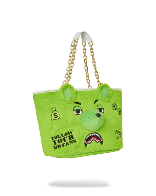 SPRAYGROUND PLUSH MONEYBEAR TOTE (GREEN) - Image 3
